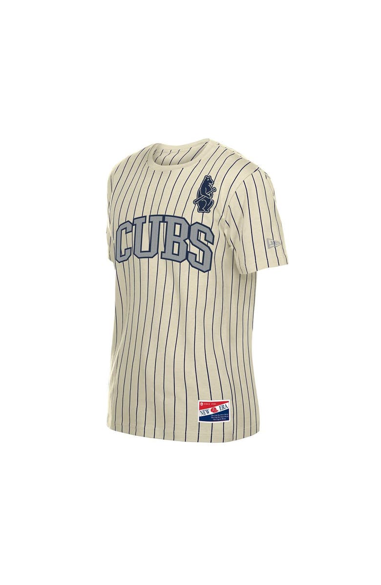 New Era Men's New Era Cream Chicago Cubs Throwback Meshback Pinstripe T-Shirt, Alternate, color, Cream
