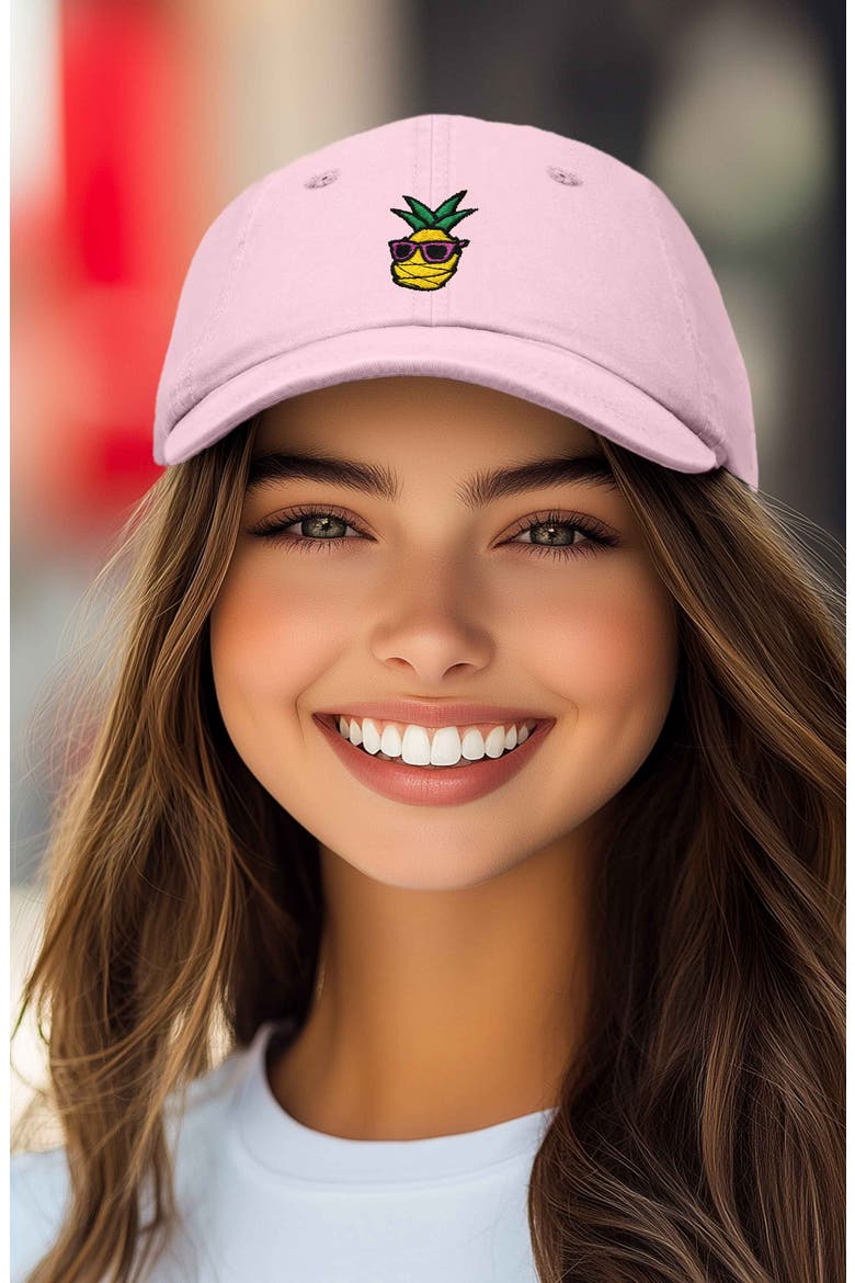 Pineapple Embroidered Dad Hat, Alternate, color, Washed Pink