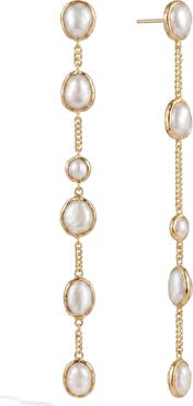 Awe Inspired Molten Pearl Linear Drop Earrings
