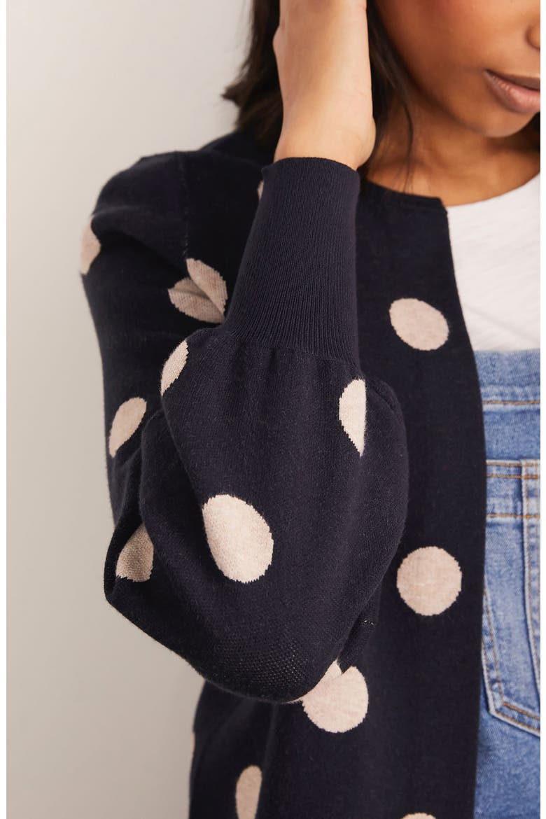 Berkshire Polka Dot Cardigan, Alternate, color, NAVY SPOT