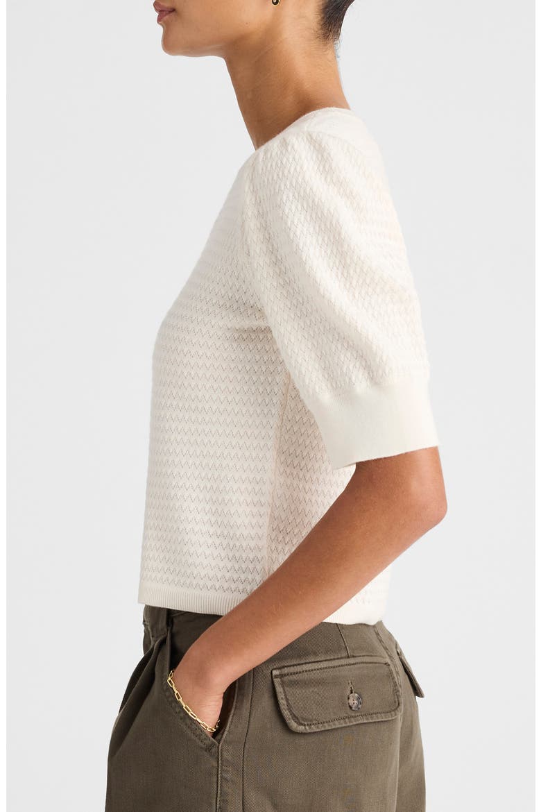 Puff Sleeve Merino Wool & Silk Sweater, Alternate, color, IVORY