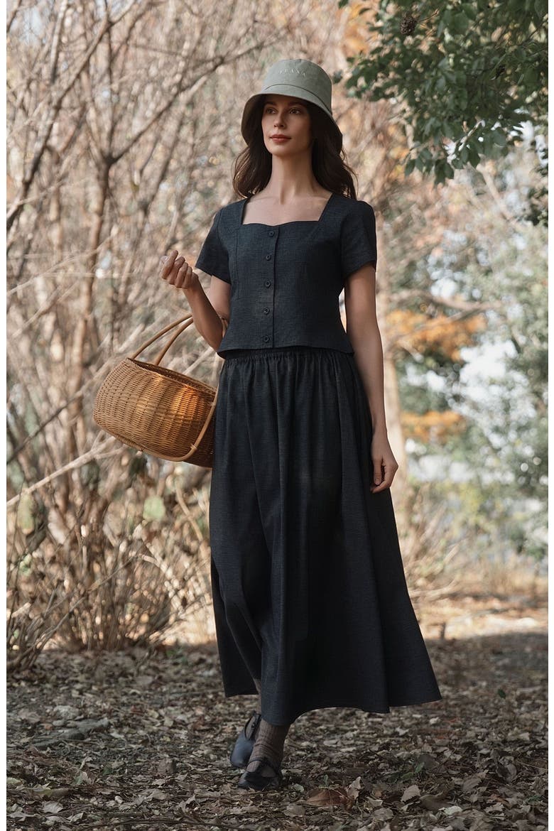 Hemp Blend Maxi Skirt, Alternate, color, washed black