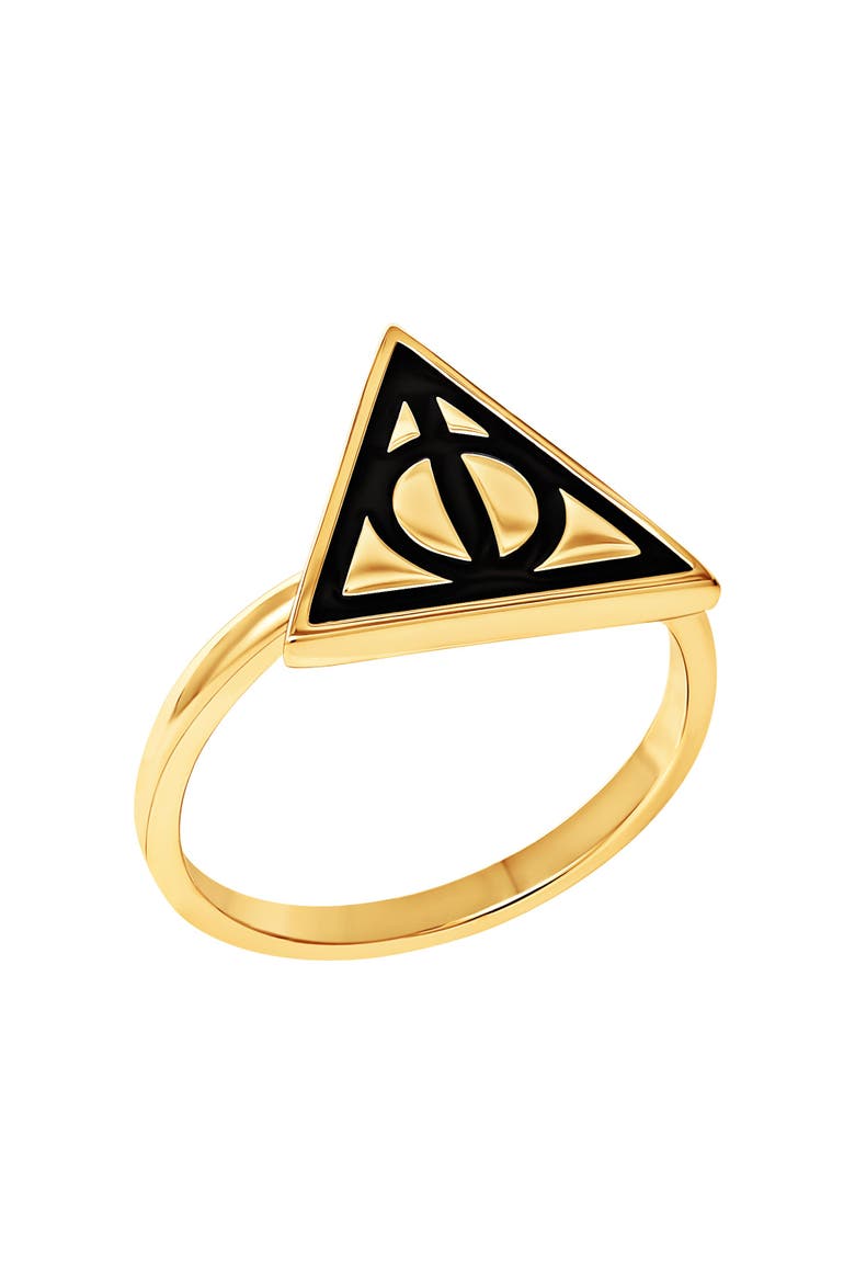 Deathly Hallows Ring, 18KT Yellow Flash Plated, Size 6, Alternate, color, Gold