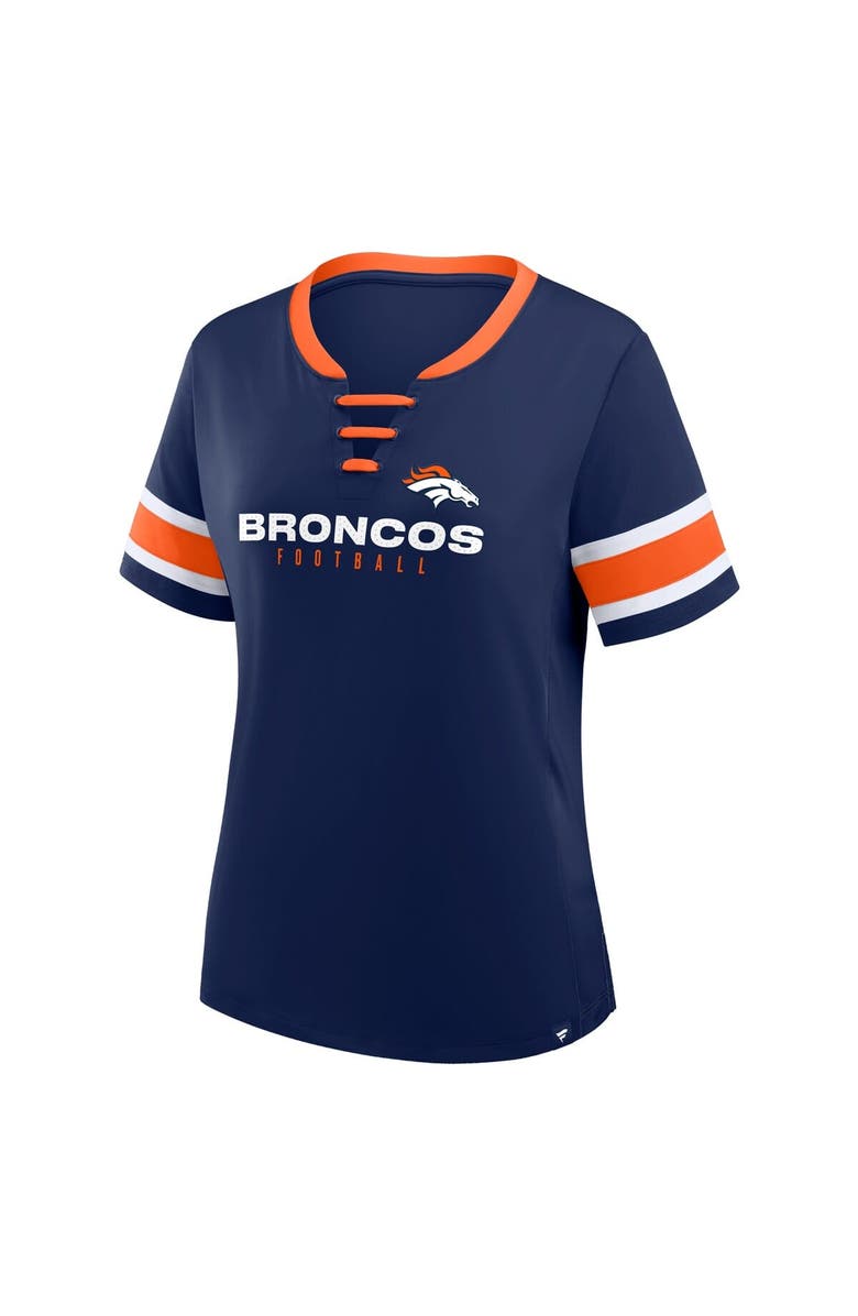 FANATICS Women's Fanatics Navy Denver Broncos Redzone Draw Play Athena Lace-Up T-Shirt, Alternate, color, Navy