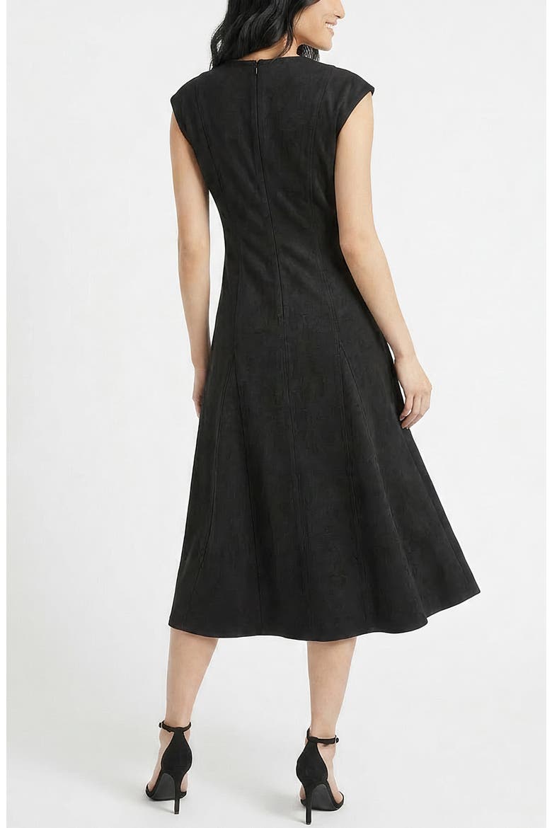 Sleeveless Faux Suede Midi Dress, Alternate, color, BLACK