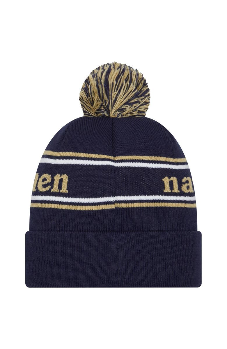 New Era Men's New Era Navy Navy Midshipmen Marquee Cuffed Knit Hat with Pom, Alternate, color, 