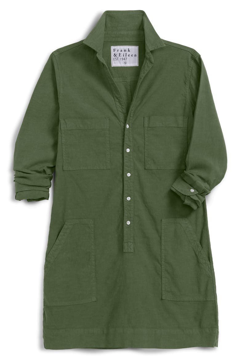 Ireland Cotton & Linen Blend Utility Dress, Main, color, ARMY