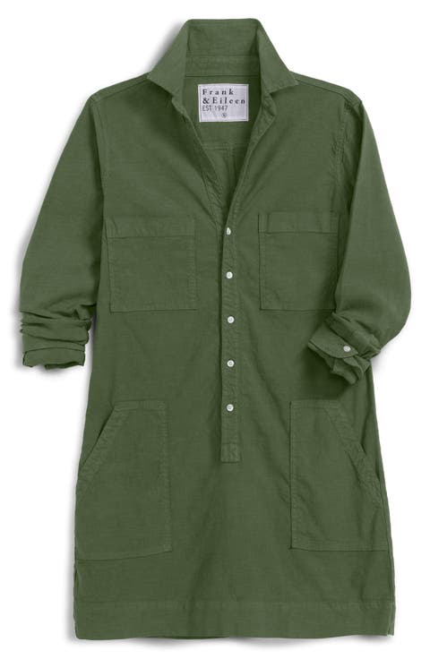 Ireland Cotton & Linen Blend Utility Dress