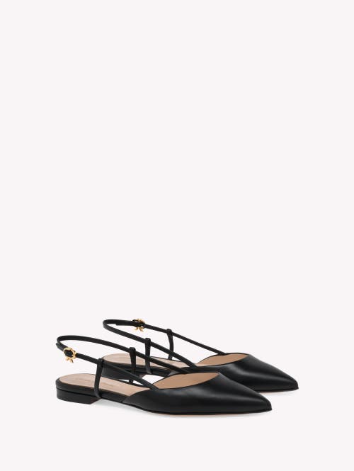 Gianvito Rossi Ascent 05 Leather Slingback Point-toe Flats In Black