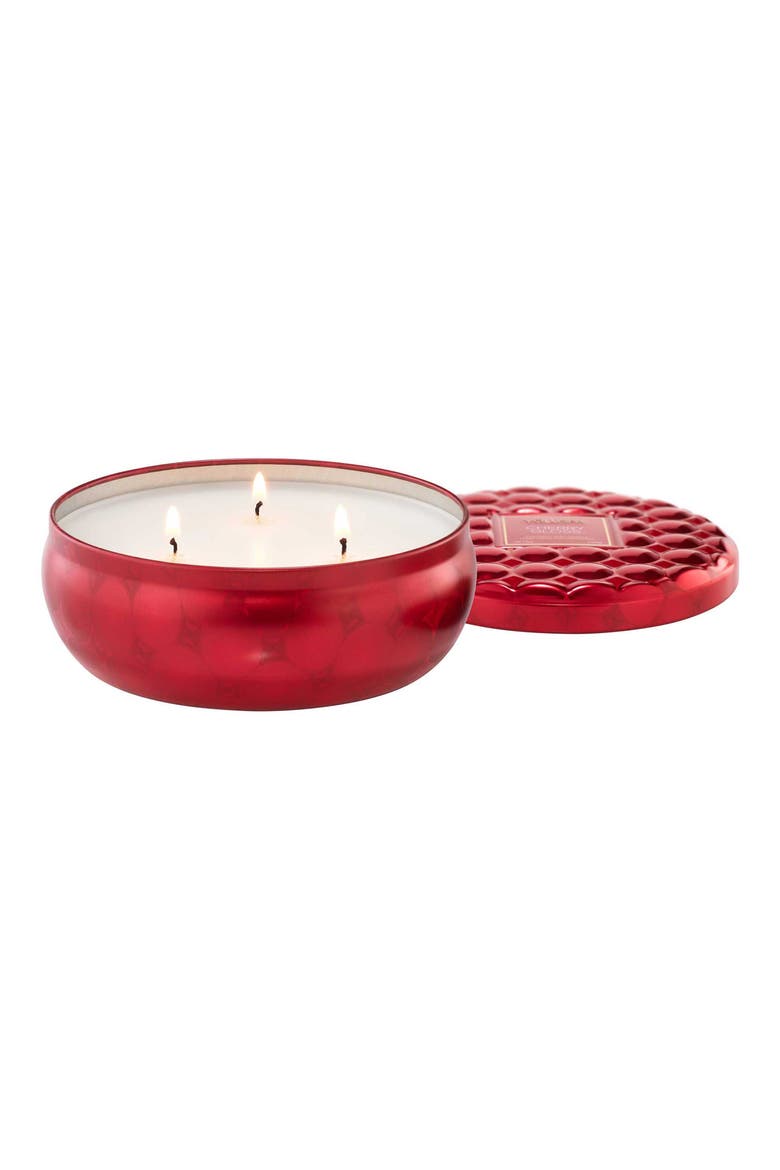 Cherry Gloss 3-Wick Tin Candle, Main, color, CHERRY GLOSS