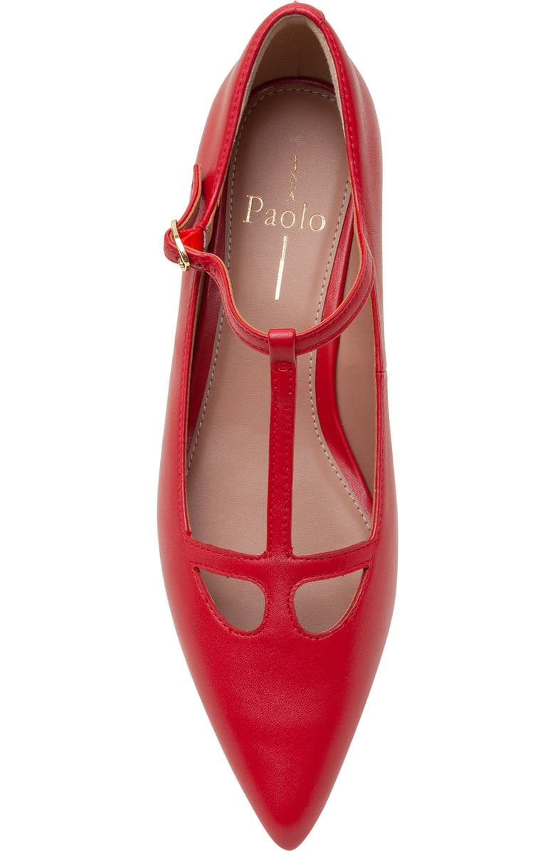 Linea Paolo Celia Pointed Toe T-Strap Pump, Alternate, color, True Red