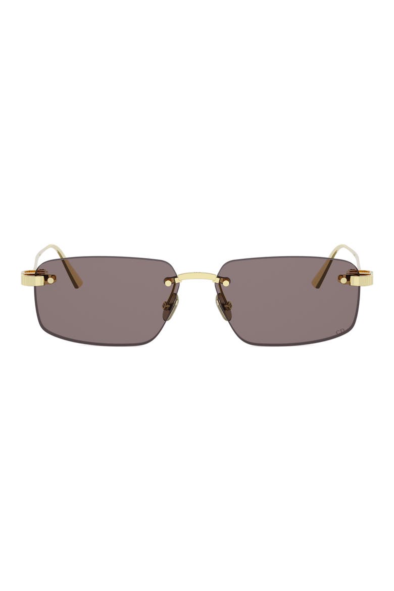 'CDior S4U Rectangular Sunglasses, Main, color, SHINY GOLD DH / SMOKE
