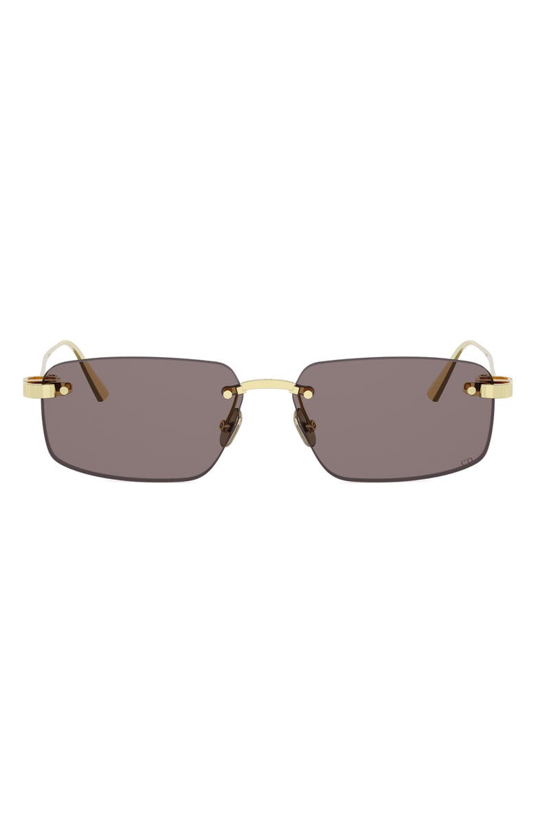DIOR 'CDior S4U Rectangular Sunglasses, Main, color, Shiny Gold Dh / Smoke
