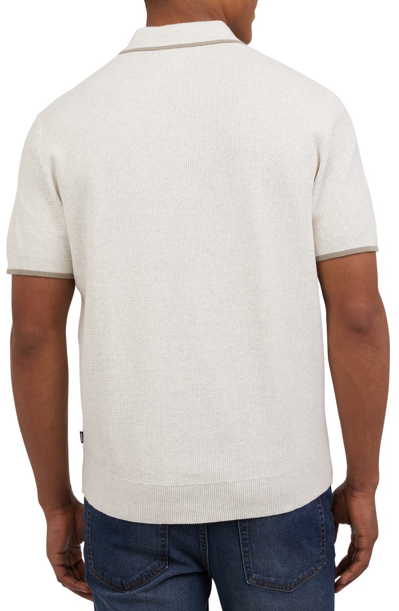 DKNY SPORTSWEAR Wave Cotton Sweater Polo, Alternate, color, Oatmeal Heather