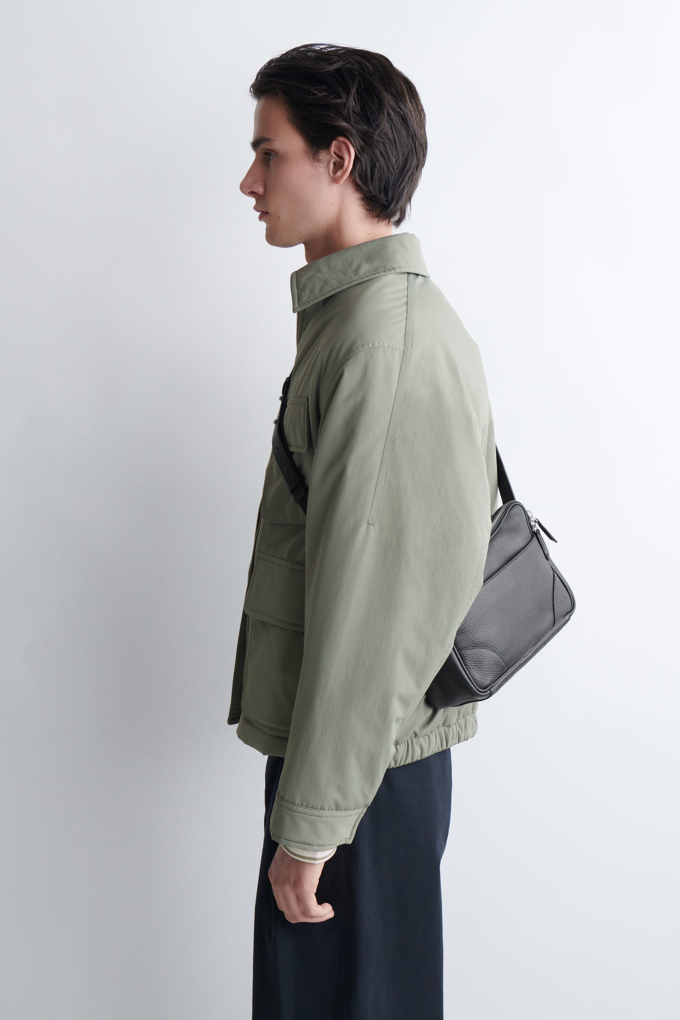 COS Classic Crossbody Bag - Leather, Alternate, color, Black