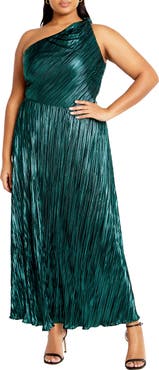 City Chic Kamila Metallic One-Shoulder Maxi Dress