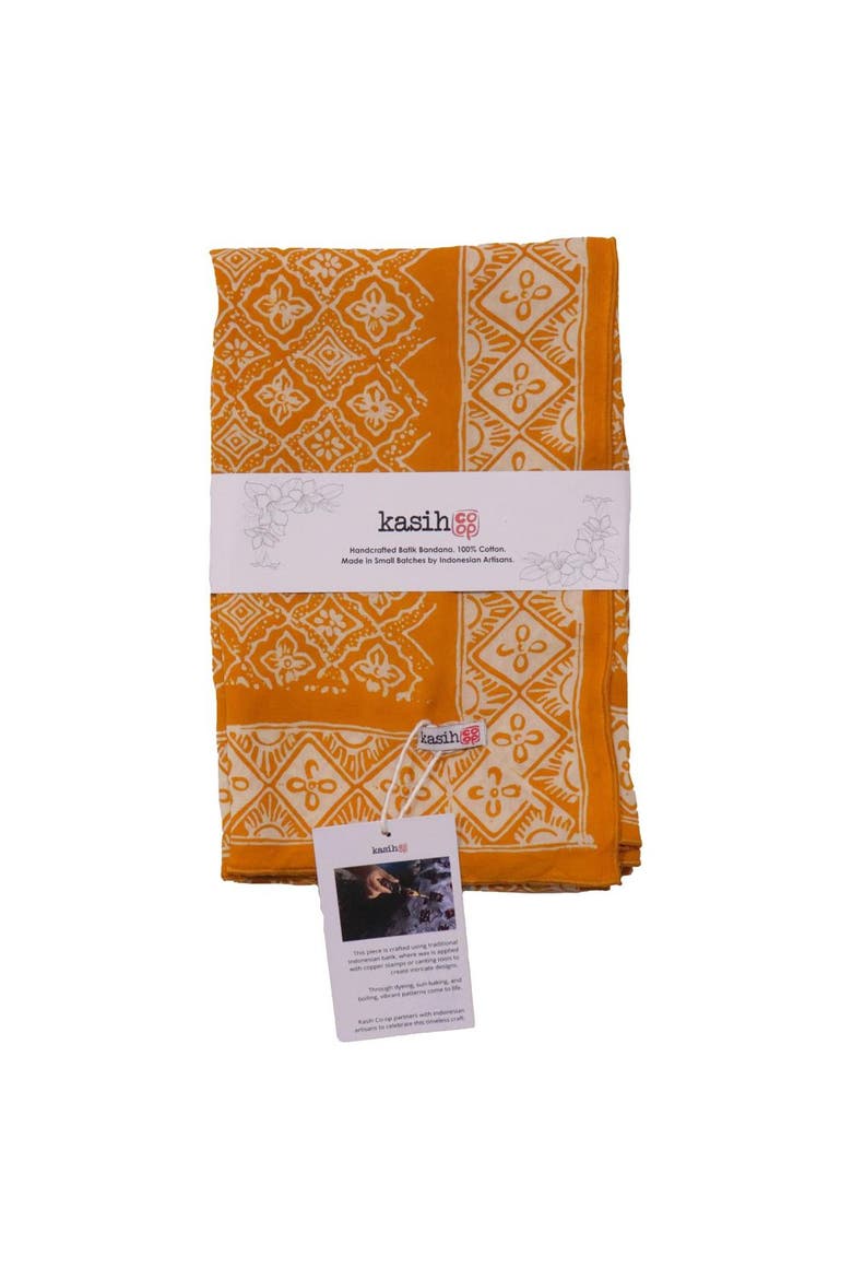 Hand Dyed Batik Bandana, Alternate, color, Tan, Yellow, Brown, Cream