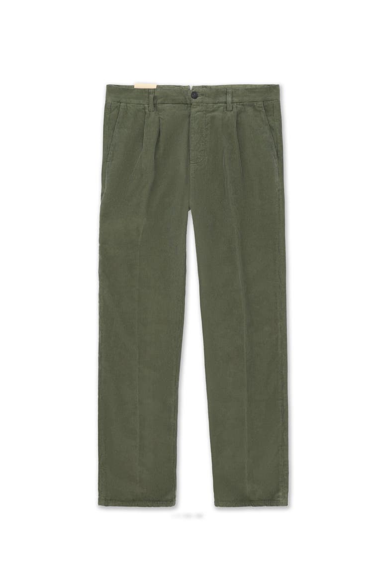 Pences Corduroy Pleated Trousers, Main, color, GREEN