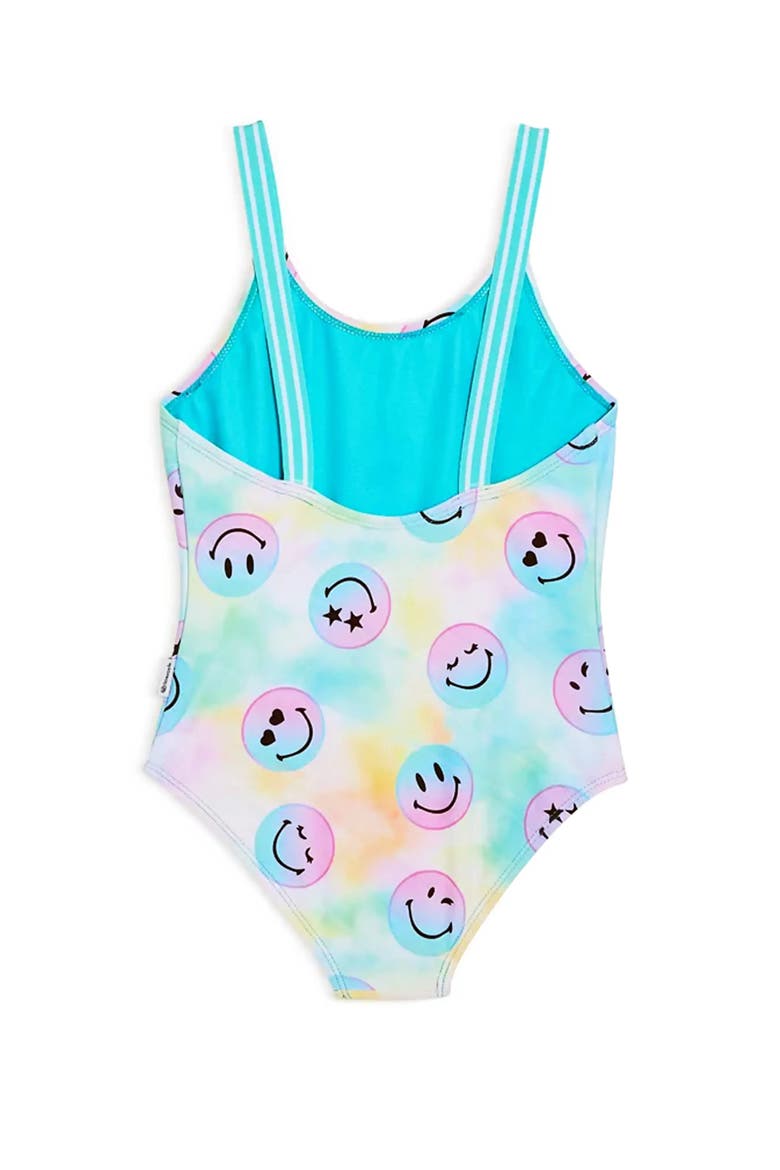 Smiley Face Printed One Piece Swimsuit, Alternate, color, Multicolor