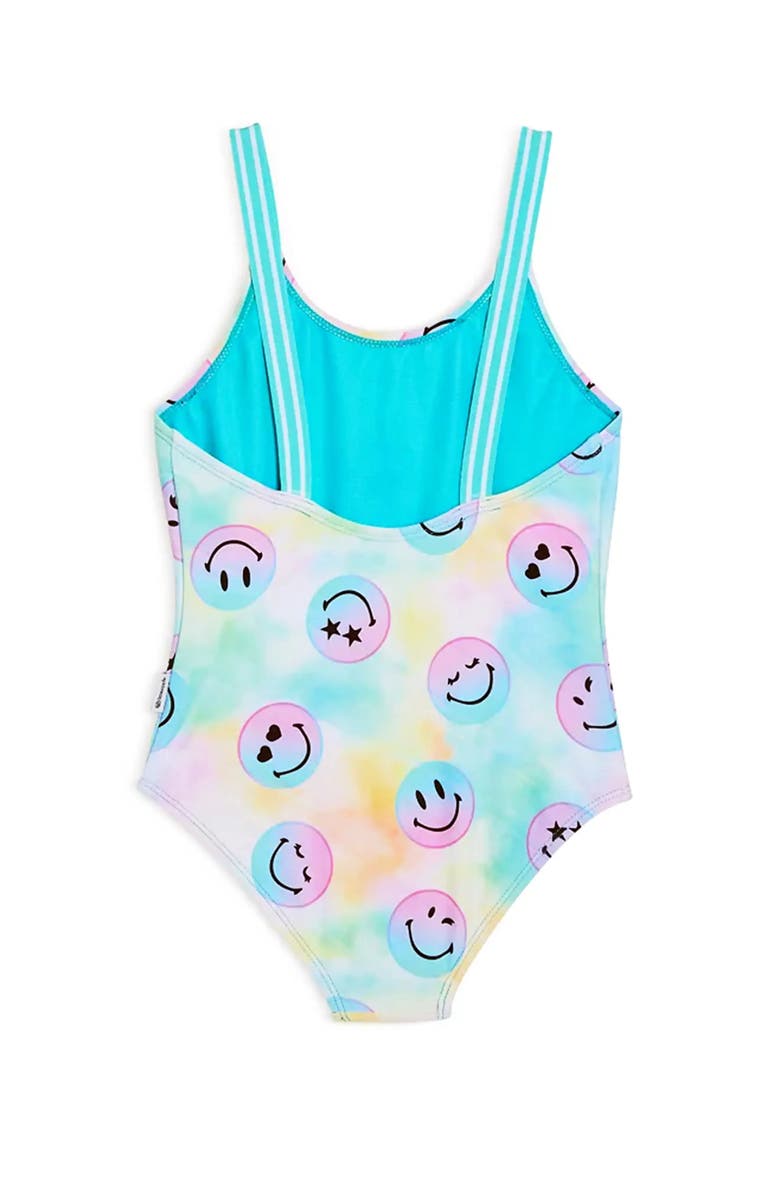 Limeapple Smiley Face Printed One Piece Swimsuit, Alternate, color, Multicolor
