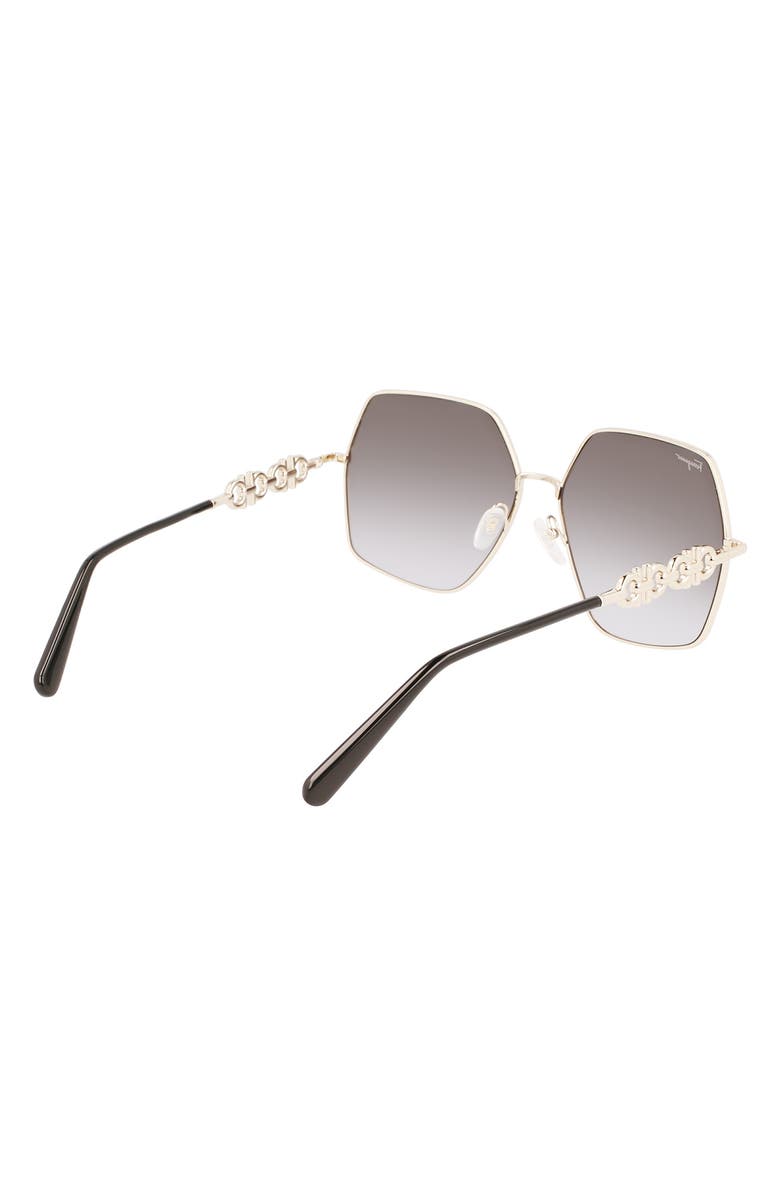 FERRAGAMO Gancini 61mm Gradient Rectangular Sunglasses, Alternate, color, Gold/Black
