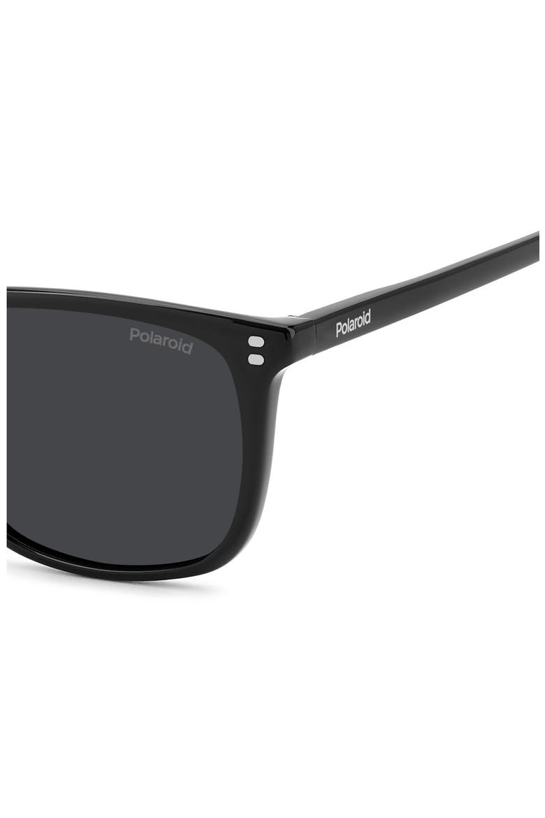 55mm Polarized Rectangular Sunglasses, Alternate, color, BLACK/ GREY PZ