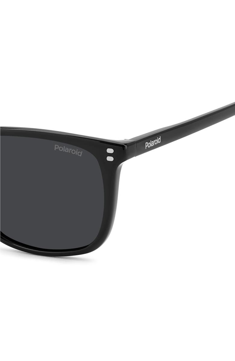 Polaroid 55mm Polarized Rectangular Sunglasses, Alternate, color, Black/ Grey Pz