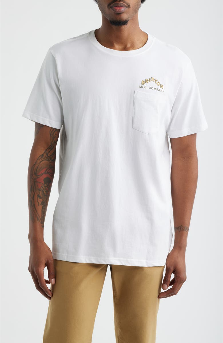 Brixton Roman Pocket Graphic T-Shirt, Main, color, White