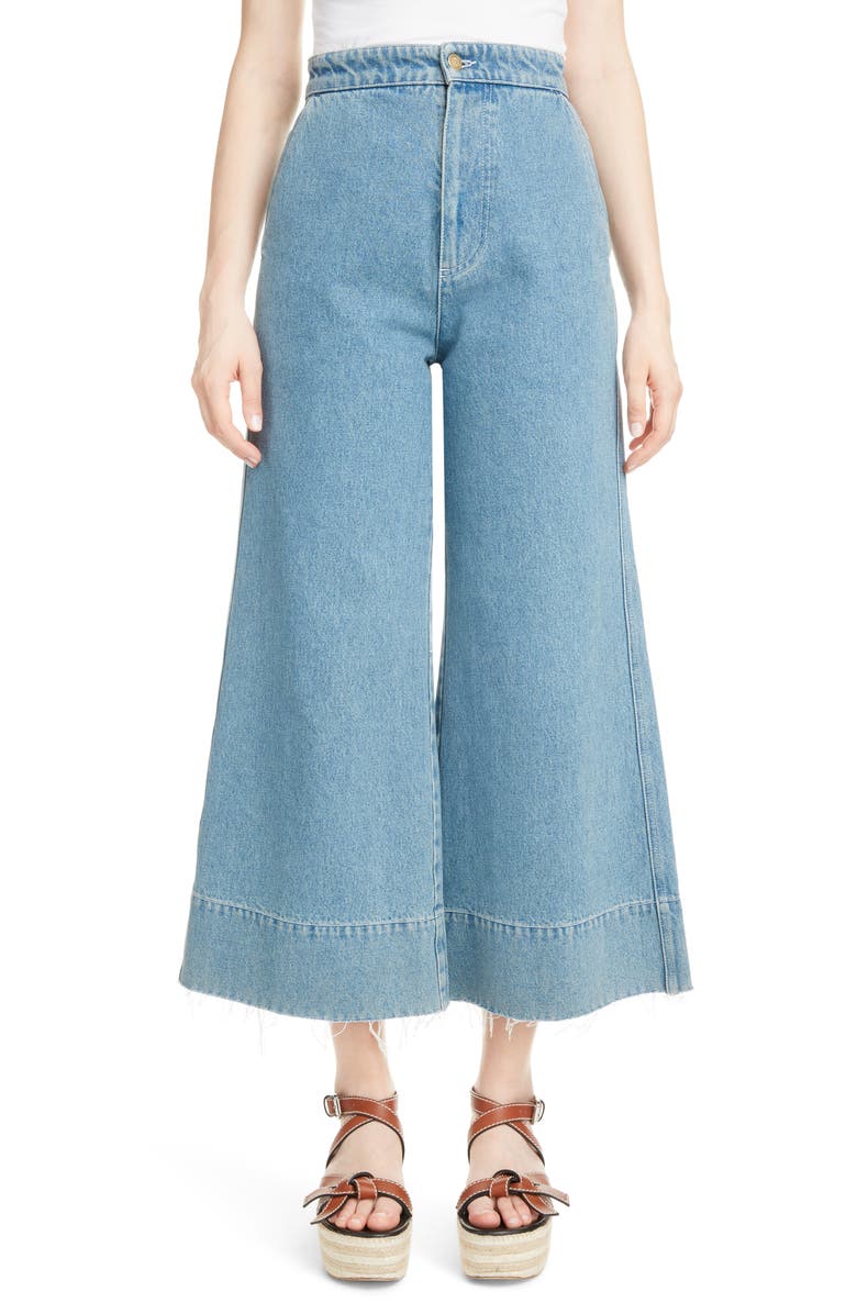 Loewe Crop Wide Leg Jeans, Main, color, 
