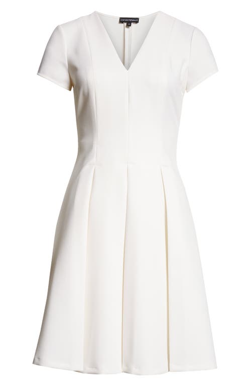 Emporio Armani Emma Pleated V-neck Mini Dress In Off White