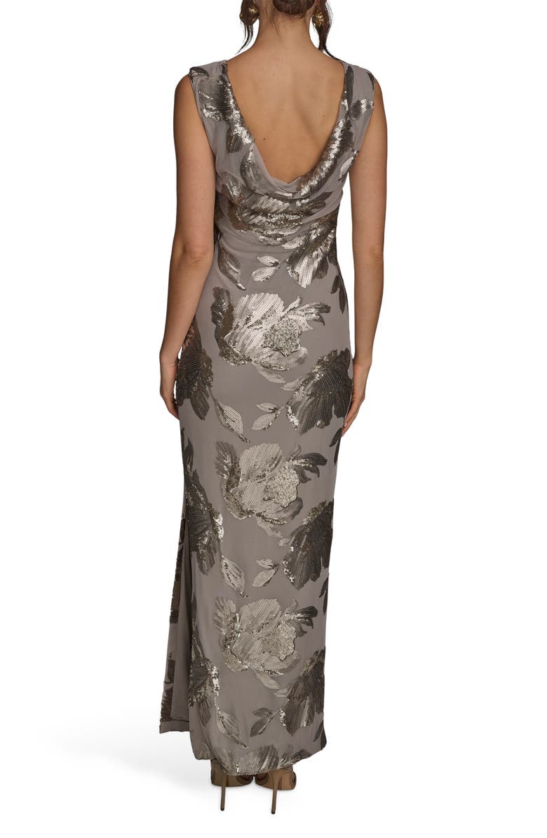 Donna Karan New York Sequin Floral Sleeveless Gown, Alternate, color, Dark Clay