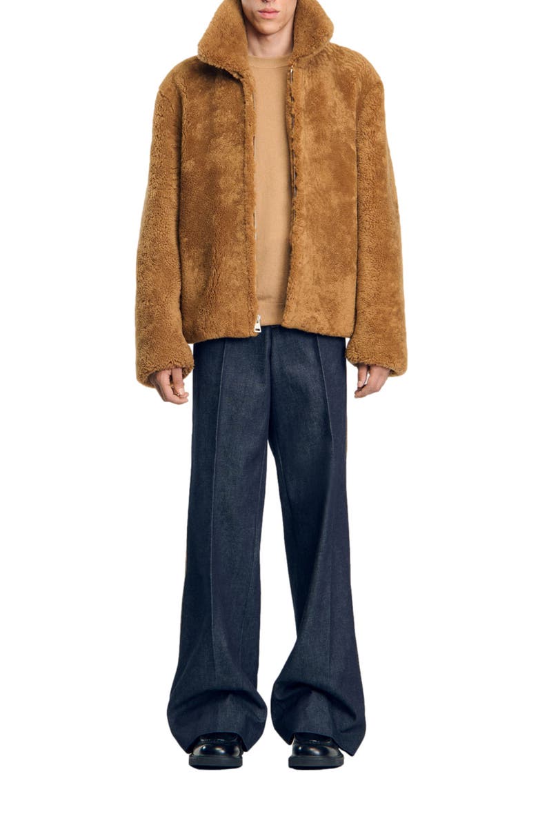 SANDRO Shearling jacket, Main, color, 