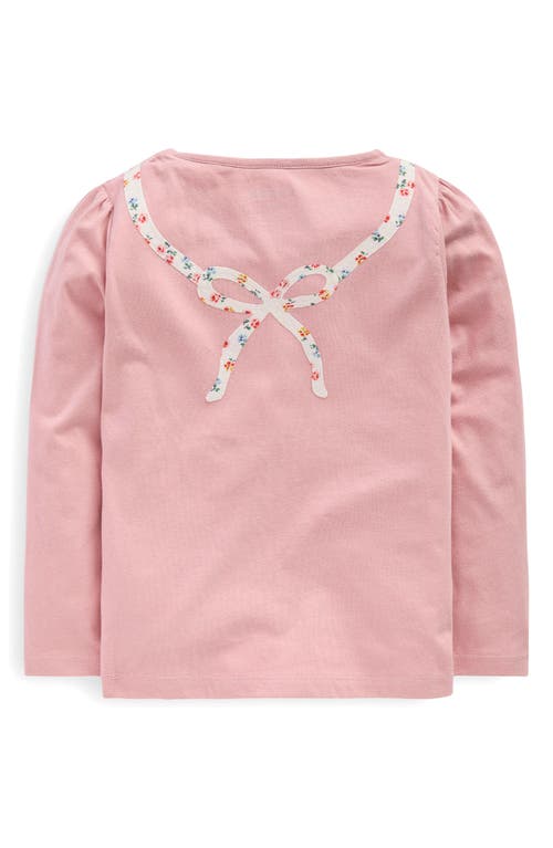 Mini Boden Kids' Ice Skate Appliqué Long Sleeve Cotton T-shirt In Pink