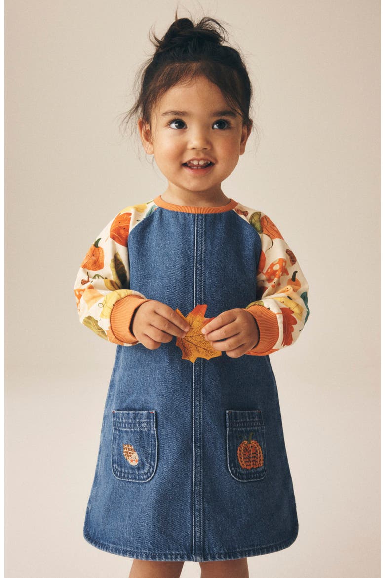 Kids' Denim Pinafore Dress, Alternate, color, BLUE