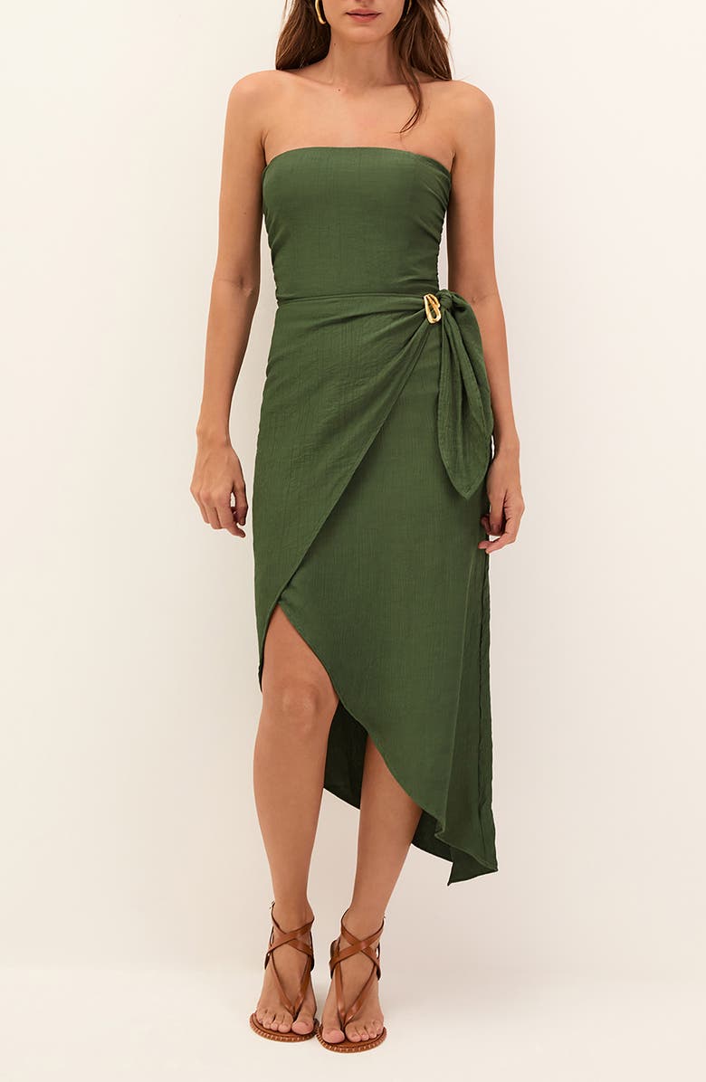 ViX Paula Hermanny Noa Strapless Cover-Up Midi Dress, Main, color, Green