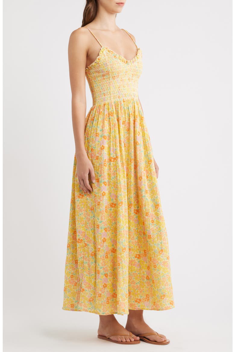 Sweet Nothings Floral Print Sleeveless Maxi Sundress, Alternate, color, YELLOW COMBO