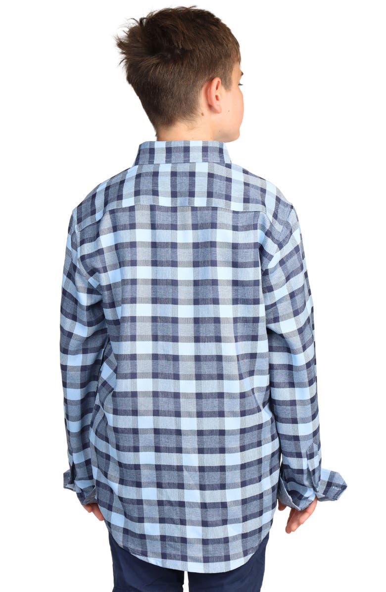 TailorByrd Kids' Plaid Luxe Mélange Button-Up Shirt, Alternate, color, Blue