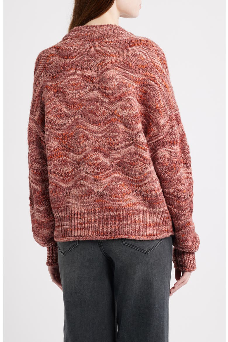 Space Dye Novelty Stitch Sweater, Alternate, color, RED MELANGE
