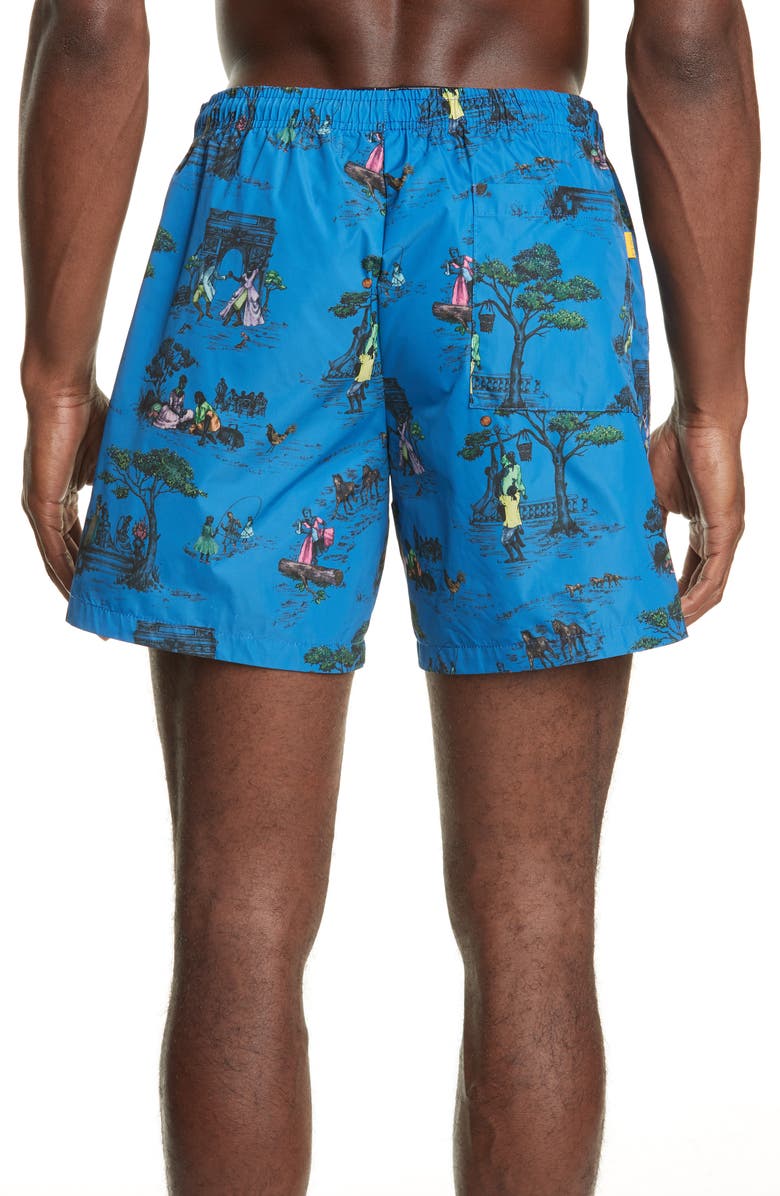 Union Los Angeles Sheila Bridges Harlem Toile Swim Trunks, Alternate, color, 