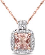 Julianna B. Gemstone & Diamond Halo Cluster Necklace 10K
