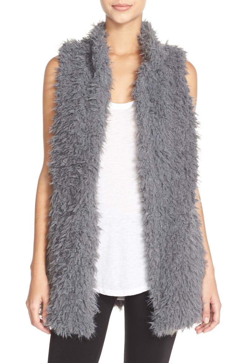 Faux Fur Vest, Main, color, GREY