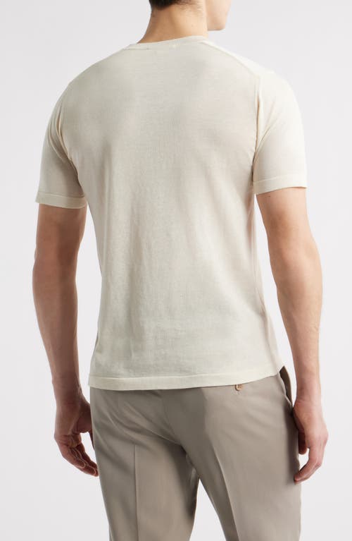 Jack Victor Wellington Heathered Cotton & Silk Crewneck T-shirt In Ecru