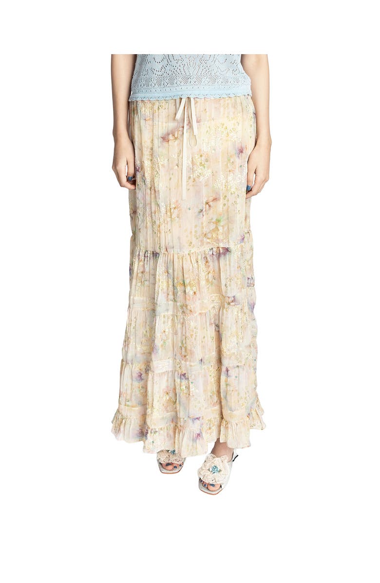 Anna Sui Oasis Blooms Tiered Skirt, Main, color, Corn Multi