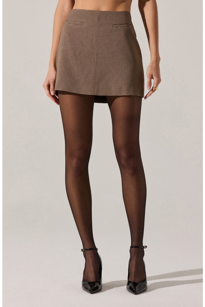Laudine Houndstooth Check Miniskirt, Main, color, BROWN HOUNDSTOOTH