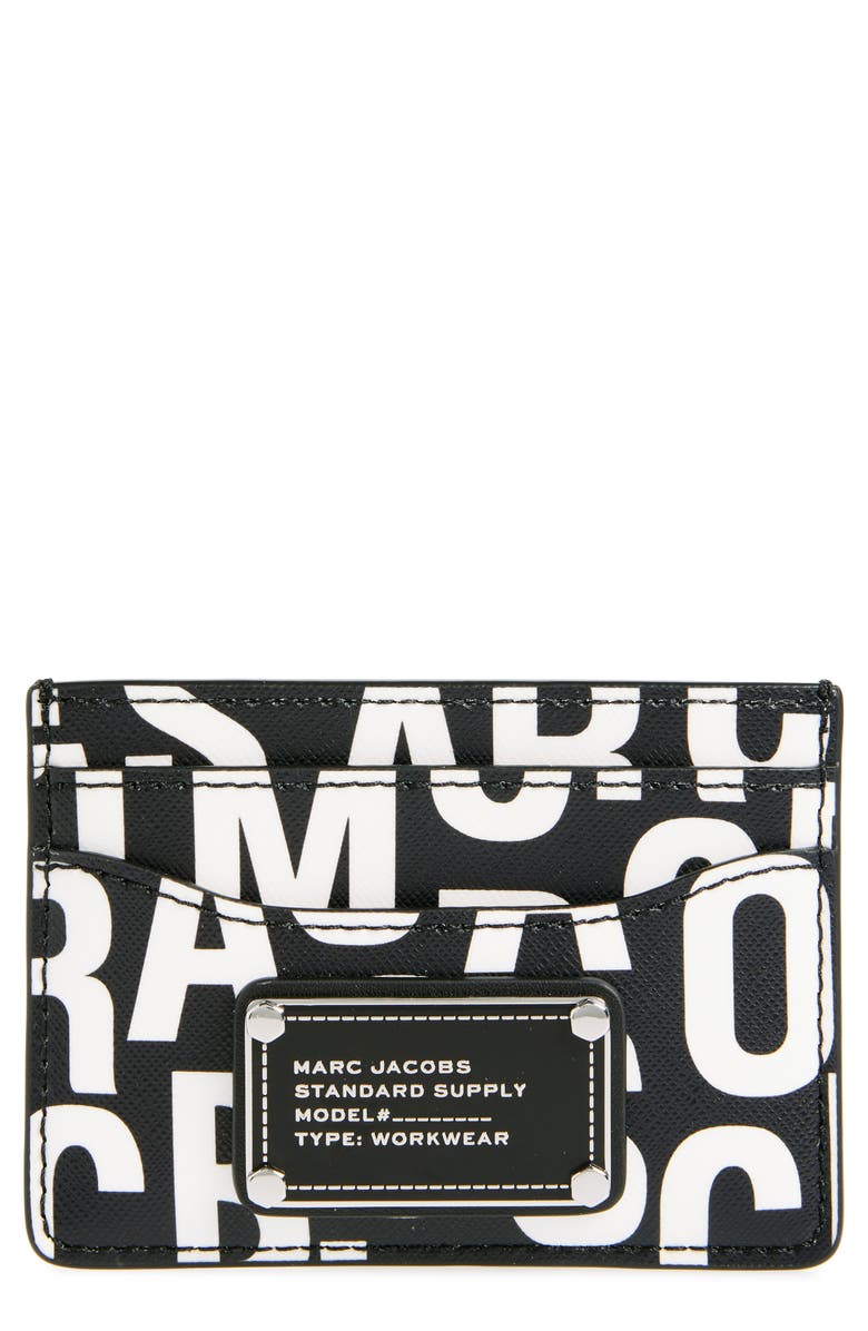Marc Jacobs Jumbled Logo Card Wallet, Main, color, Black/White