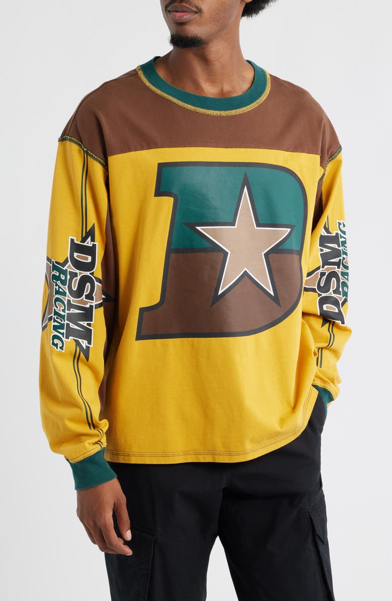 DIET STARTS MONDAY Supercross Long Sleeve Cotton Graphic T-Shirt, Main, color, Brown/Yellow