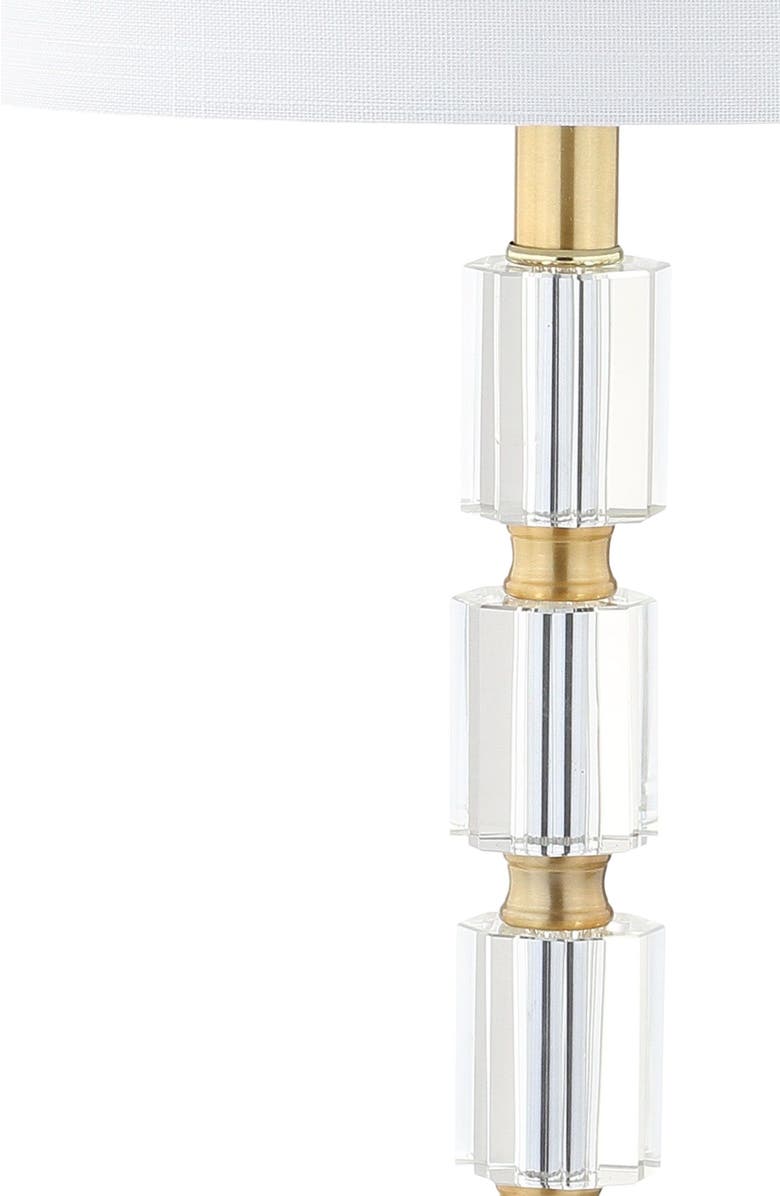 JONATHAN Y Claire 28.5" Crystal LED Table Lamp, Clear/Brass, Alternate, color,