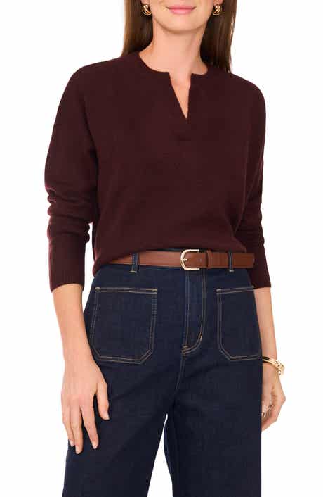 Vince Camuto Drop Shoulder V-Neck Sweater