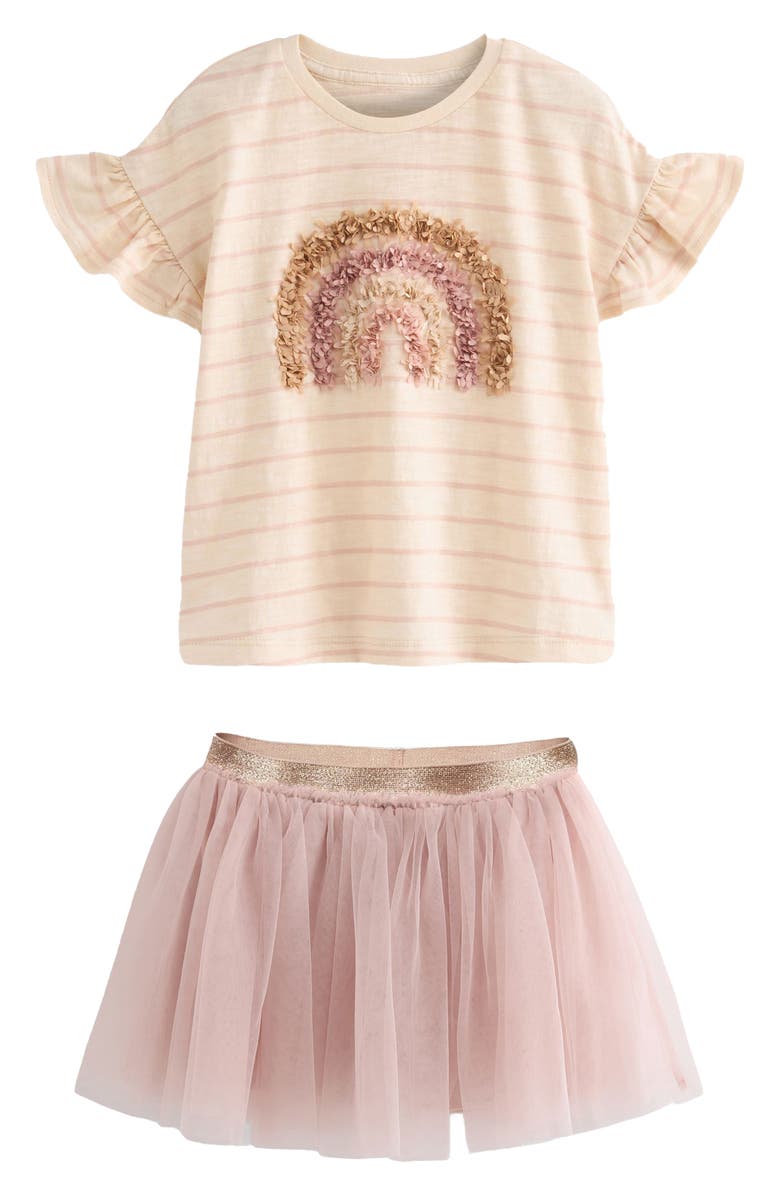NEXT Kids' Ruffle T-Shirt & Skirt Set, Main, color,