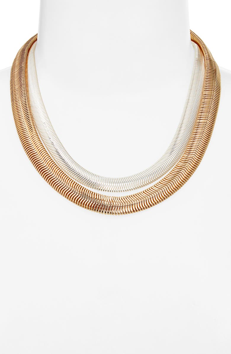 Open Edit Set of 2 Snake Chain Necklaces, Alternate, color, Gold- Silver